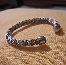 925 Sterling Silver Mesh Cuff Bracelet Open B...