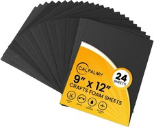 24 Ct Black EVA Foam Sheets 2mm Thick High Density for Cosplay Costumes Props Ar