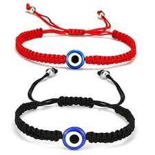 Set Evil Eye Handmade Knots Beaded Beads Protection Good Luck Thread red black