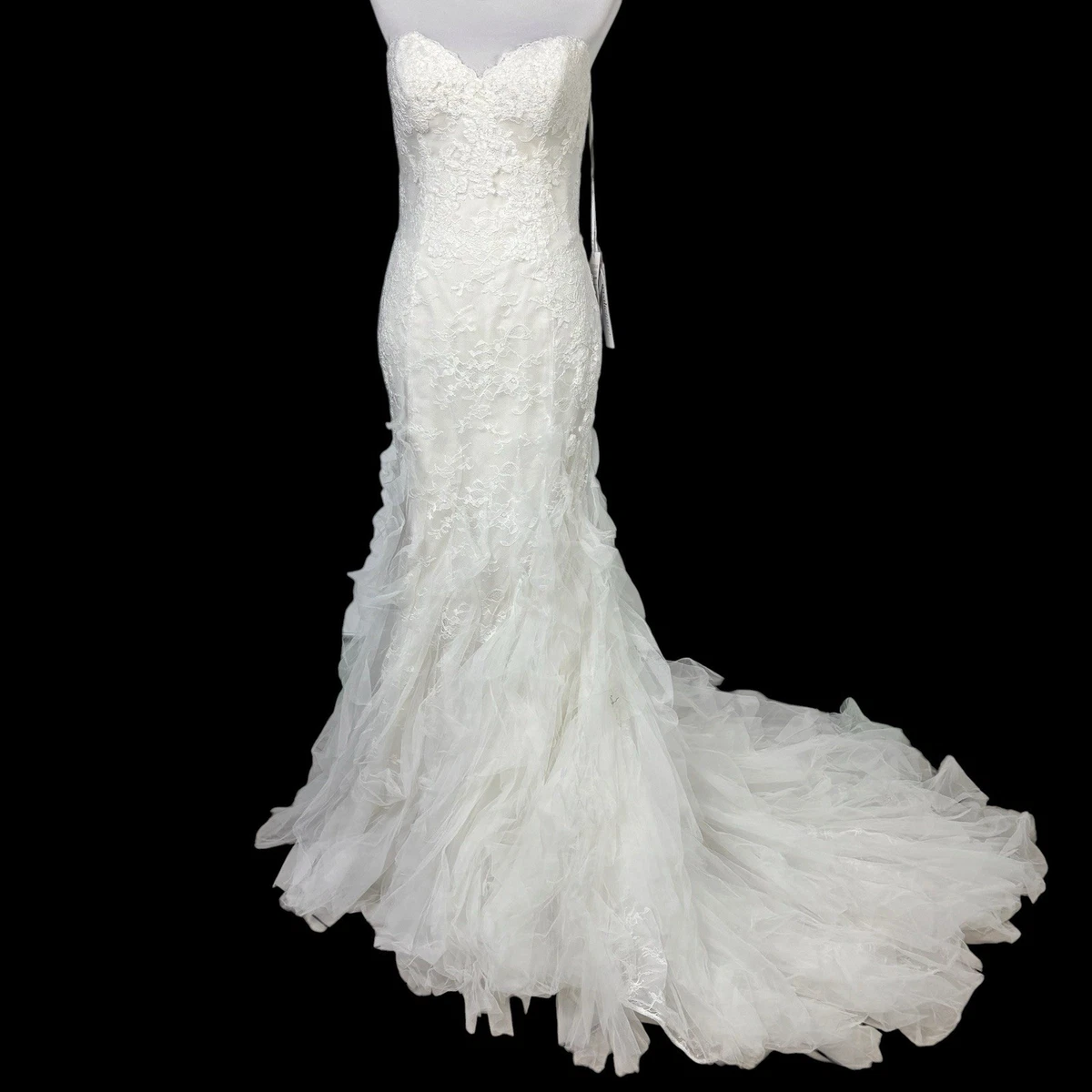 watters ilene strapless a-line lace wedding dress Regal And Romantic A-Line Wedding Dress