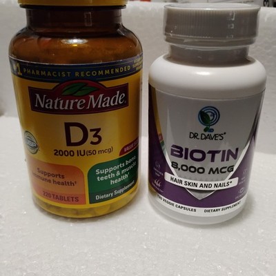 Nature Made Vitamin D3 - 2000 IU  220 Tablets EXP-2/27 And Bottle Of Biotin!!