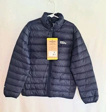 New MSRP $120 Eddie Bauer Youth Size Medium 7/8 Packable 80% Down Navy Blue NWT 