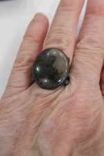 925 Sterling Silver Vintage Agate signed Ring Sz 5.75