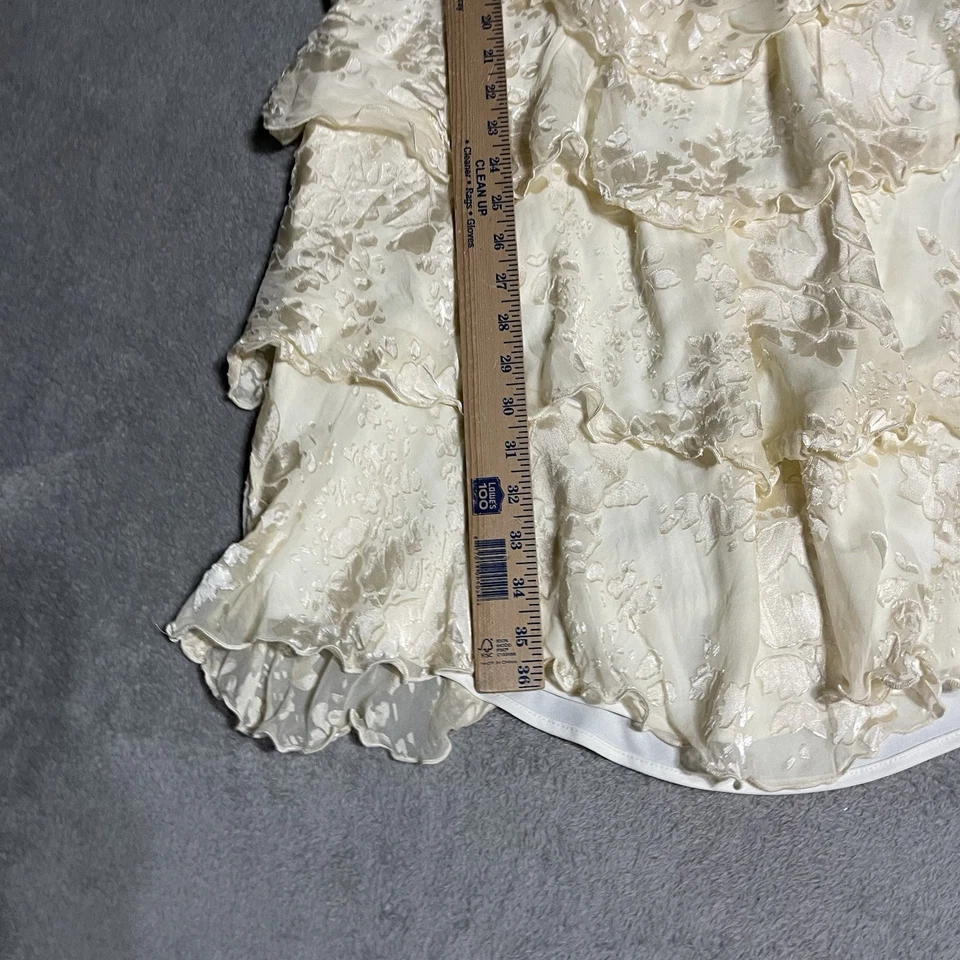 Vintage R&M Richards Dress Womens Petite 6 Ivory Tiered Whimsy Fairy Cottagecore - Image 2 of 4