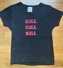 Vintage Y2K Kill Kill Kill Baby Doll T Shirt Womens LAT Apparel Retro Block Punk