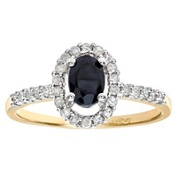 9ct Gold Jewelco London Diamond Oval Sapphire  Royal Oval Halo Cluster Ring