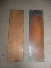 Pair of reclaimed solid brass or bronze door kick plates