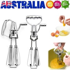 Hand Crank Egg Beater Stainless Steel Rotary Hand Whisk Manual Egg Mixer AUS