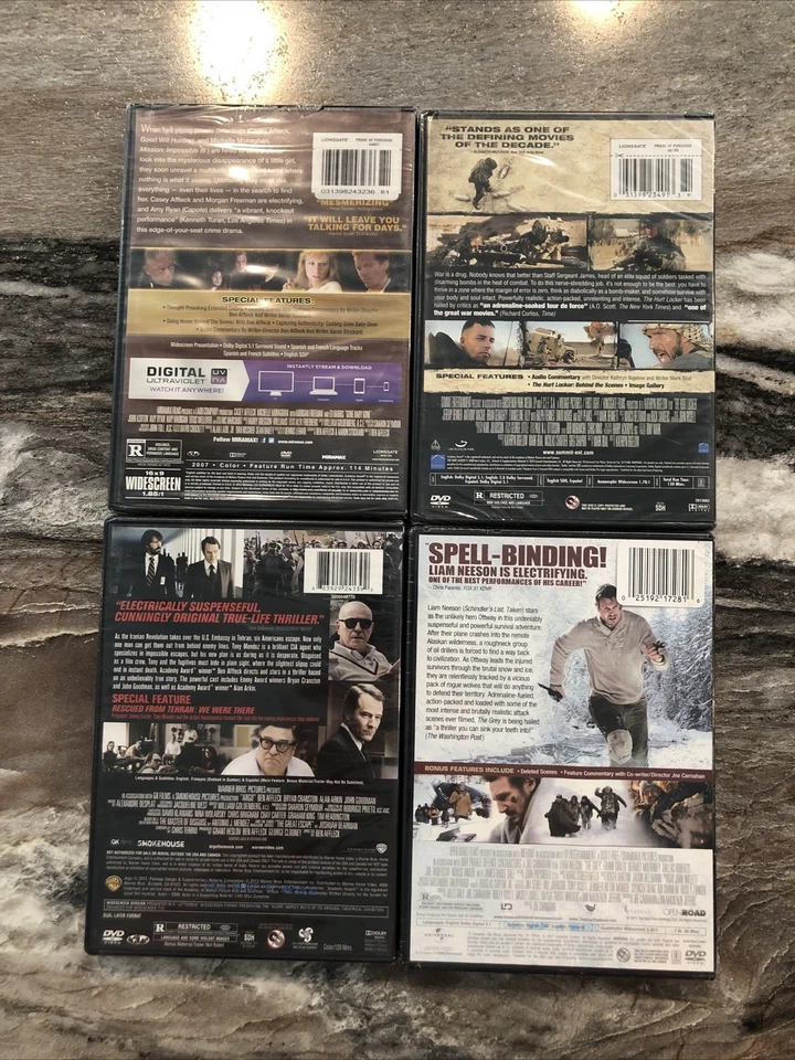 Action Movie 4 DVD Set The Hurt Locker Argo Gone Baby Gone The Grey New Sealed - Image 2 of 4