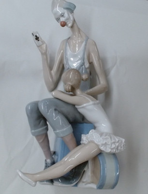 DEFECTIVE Retired Lladro Magic Clown with Cards  Ballerina 16 tall G3D