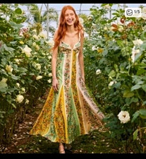 Medium Farm Rio Delicate Floral Stripes Maxidress