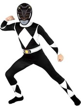 Kids Black Mighty Morphin Morphsuit Boys Power Ranger Superhero Costume Sz L