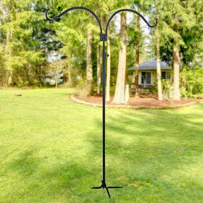 Erva Adjustable Double Shepherd Hook, Black, 4' 6'' to 7'H