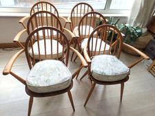 Ercol Windsor Dining Armchair In Elm No.370A (1963) with cushion