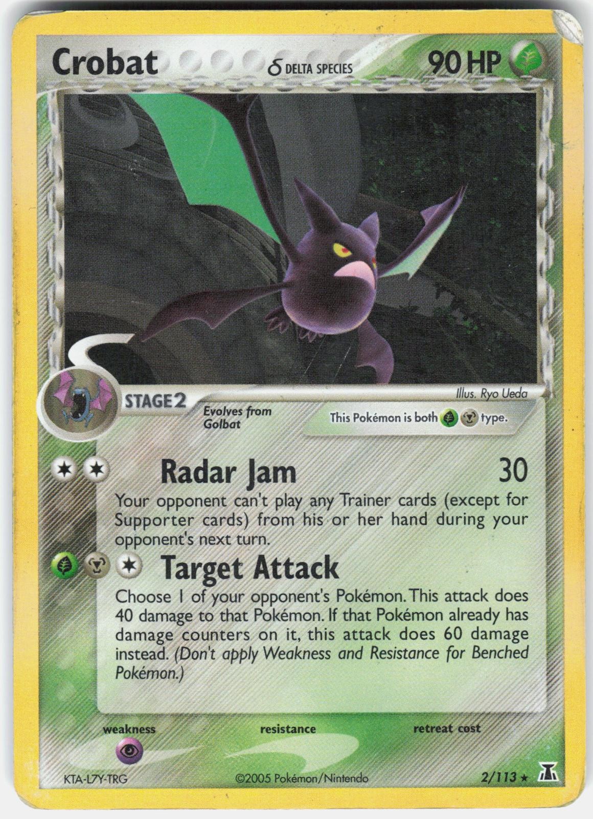 Pokemon Crobat 2/113 Holo Rare Delta Species Pokemon Lightly Played