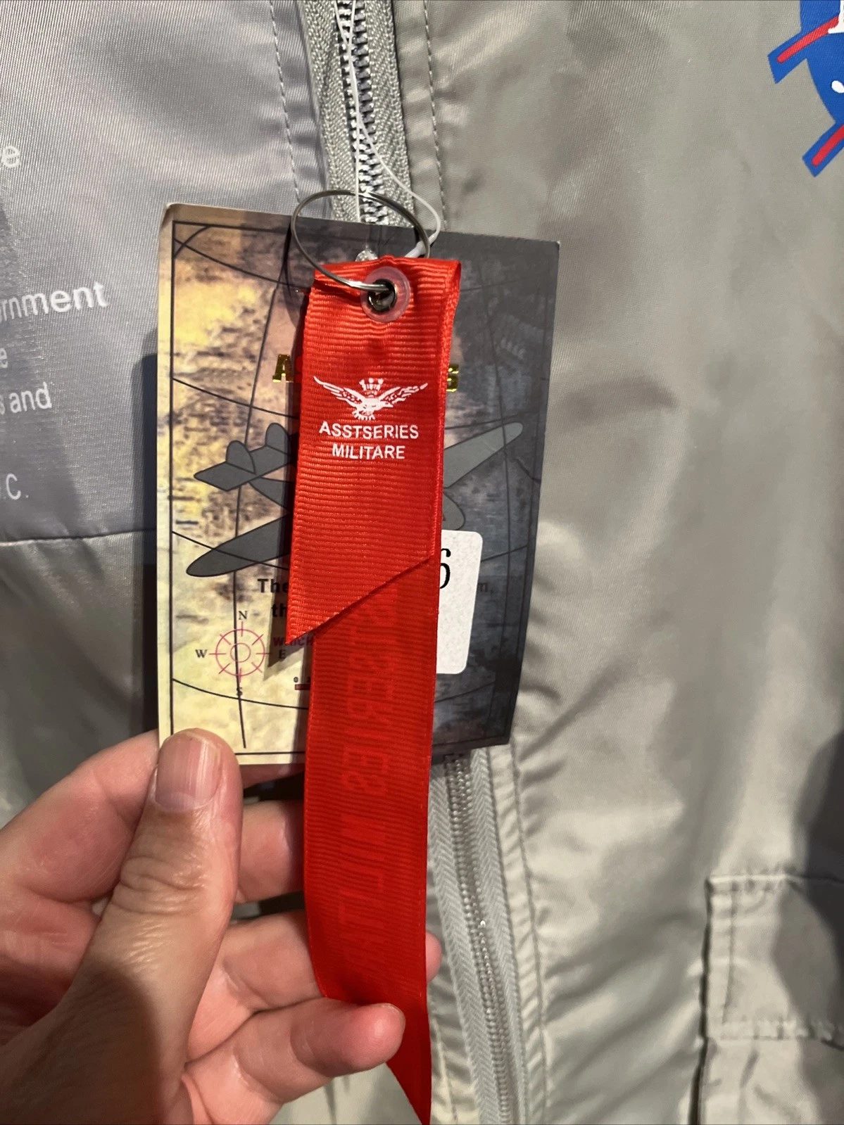 NWT Men NASA Logo Spellout Asstseries Bomber Flight Jacket Med Reflective Gray - product detail image 5