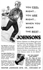 1950's Nester Johnson Ice Scates For Hockey Skating Vintage Original Print Ad