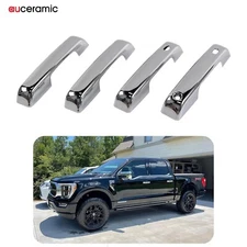 Stick-on CHROME Handle Cover Trims With 2 Smart Keyholes For 2021-2025 Ford F150