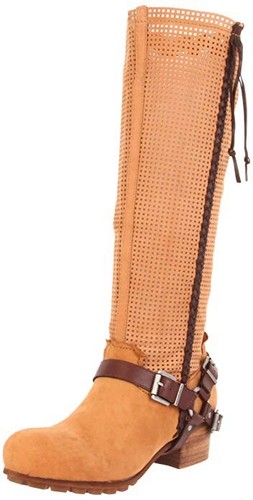 BOHO $299+BACIO 61 PALPARE Tan Leather KNEE BOOTS w/Brown LEATHER HARNESS sz 9M - Picture 3 of 13