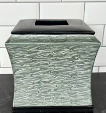 Sage Green & Black Tissue Box Cover PLAZA SWIRL
