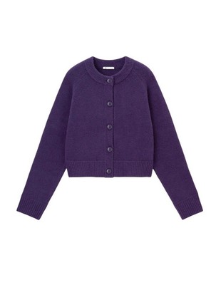Crew Neck Cardigan Short Cardigan for women Purple Lightweight