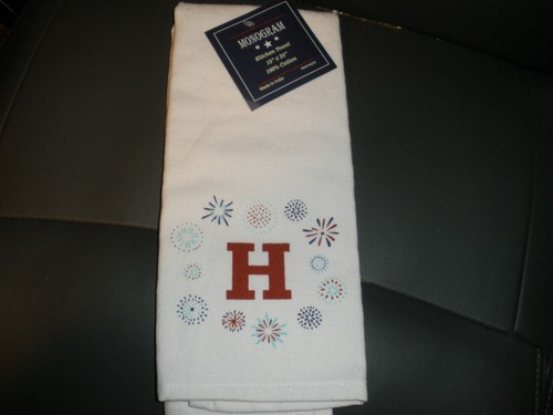 NUOVO Asciugamano Cucina Monogram 15"x25" Made in India 100% Cotone "H" (SU93A) - Foto 1 di 3