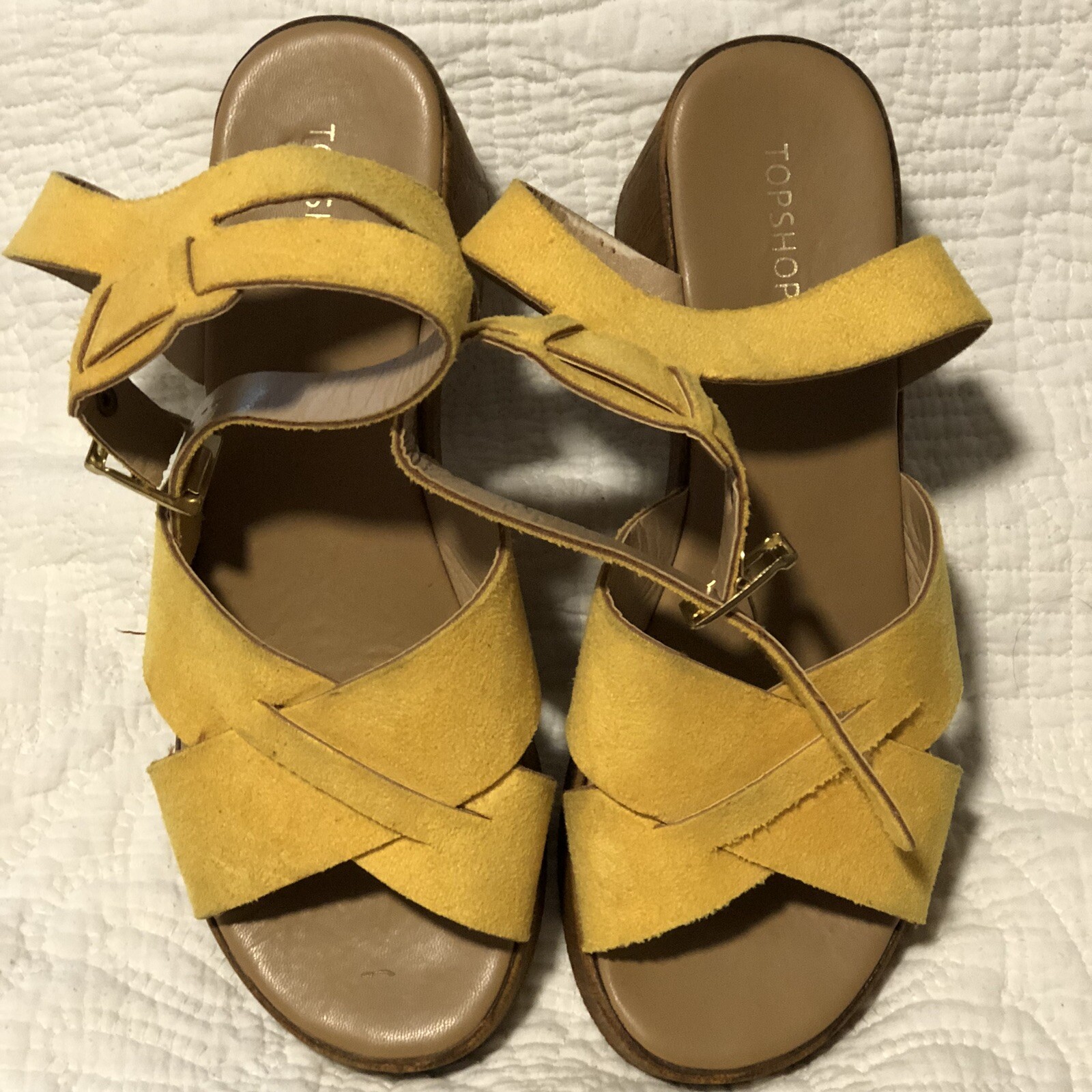 APL Sandali Topshop giallo brillante pelle scamosciata con cinturini taglia 40
