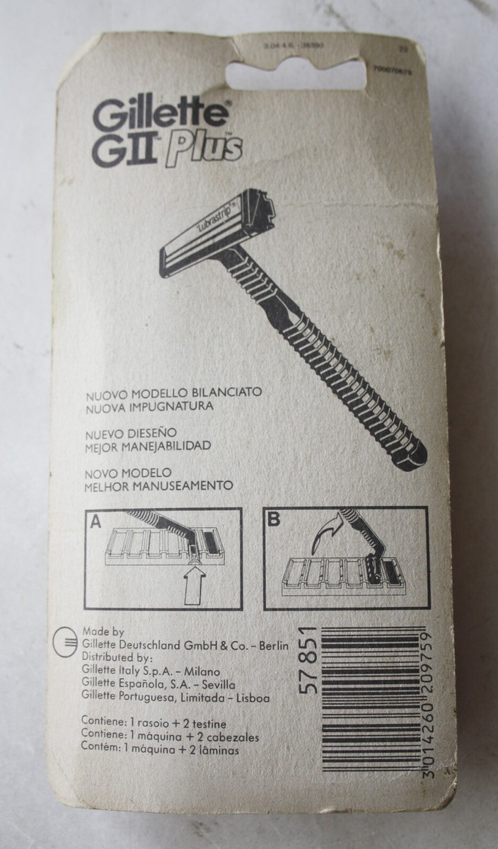RARE VINTAGE 80'S GILLETTE GII PLUS LUBRASTRIP MADE IN W. GERMANY