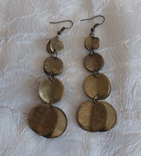 LONG EARRINGS  DANGLE SHAPED  LIKE BRONZE COINS NEW