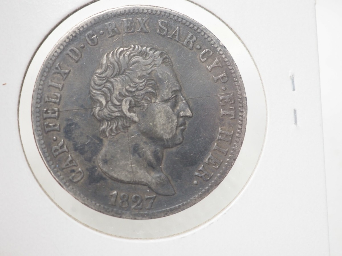 Italy Carlos Felix 5 Liras Cerdeña 1827 Silver Coin # 3-294 | eBay