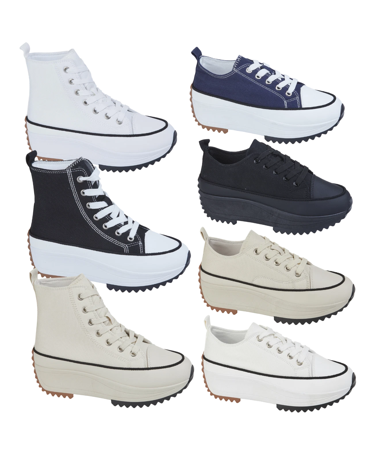 Canvas platform pumps ladies trainer lace up fashionable ankle sporty shoe