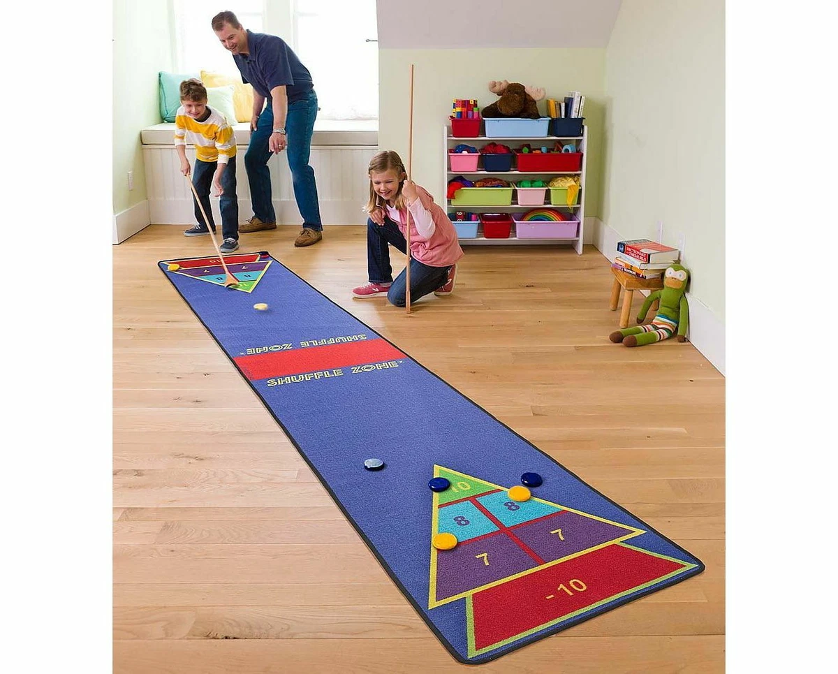 Shuffle Zone Play Carpet Indoor Outdoor Shuffleboard Game for Kids 2