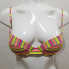 Xhilaration bikini top Small Push-Up multi-color striped swim