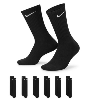 Nike Everyday Cushion Crew Men's Socks - Black/White, Size M, Pack of 6