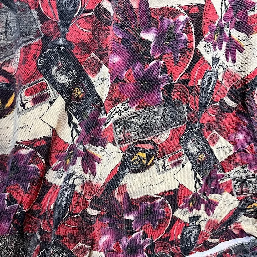 Cutter & Buck Polo Shirt Men's XLT Red All Over Print Vacation Beach Vintage  - Image 3 of 4