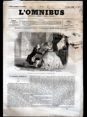 JOURNAL ''L'OMNIBUS'' No. 19 in 1856 illustrated REBUS, article on Jean de la FONTAINE