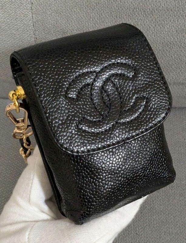 cigarette drags and chanel bags Chanel Cigarette Case Caviar Skin Decacoco Mini Pouch Shoulder Black