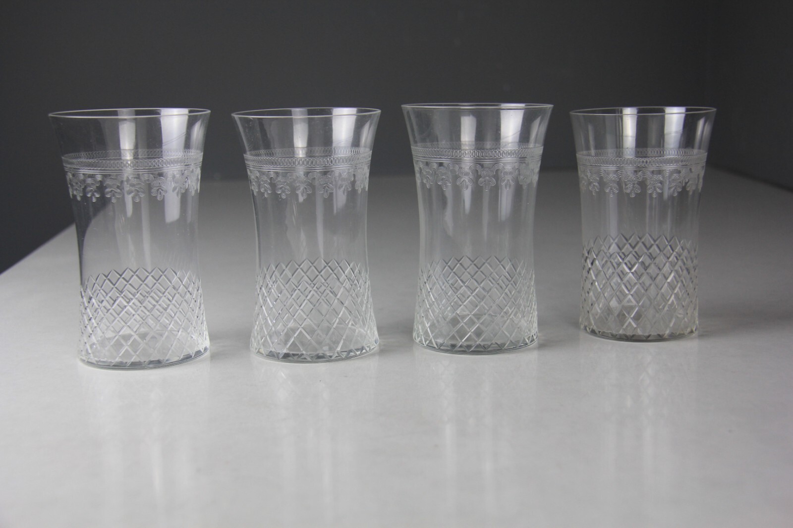 Set of 6 Antique Pall Mall Glass Lady Hamilton Pattern Tumblers