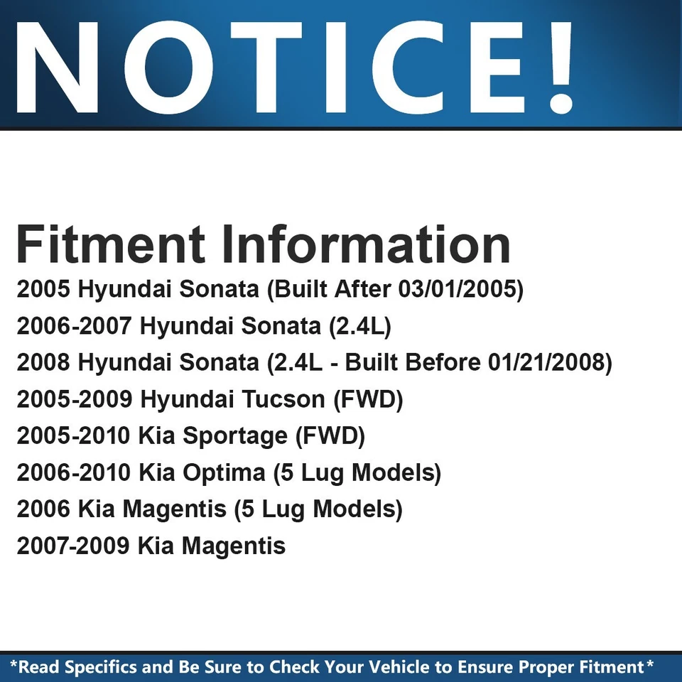 10 piezas Rotores delanteros traseros pastillas de freno de cerámica para Kia Optima Hyundai Sonata Tucson Foto 2 de 4