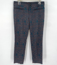 Cartonnier Anthropologie Pants Women Size 6 Teal Brown Geometric Charlie Ankle