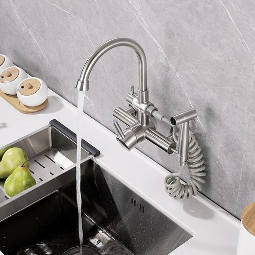 Rubinetto da cucina estraibile 360° doccia montaggio a parete miscelatore monocomando DHL - Foto 40 di 86