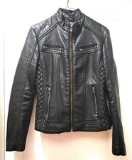 Affliction Black Premium LE Women Black Faux Leather Bikers Jacket Sz.M