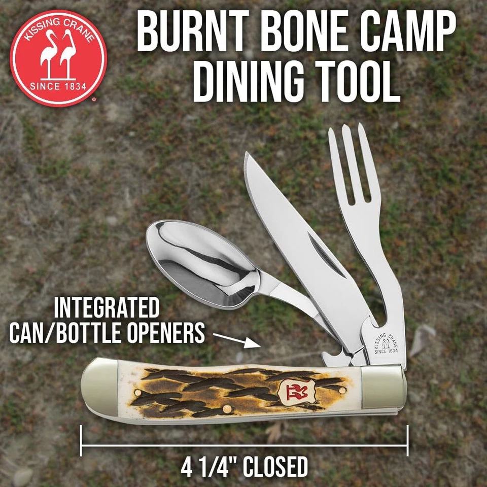 Kissing Crane Bone Handle Camp Dining Tool | Multi-Purpose Camping Utensil - Image 2 of 4