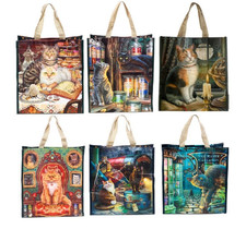stunning Lisa Parker reusable shopping bags, iconic mystical cat artwork.