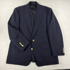 Vintage Palm Beach Mens Navy Blue Blazer 44R Gold Crest Buttons Tailored Jacket