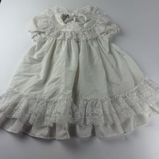 VTG Jo Lene Lace Fancy Party Dress Baby Girl 4T Ivory Baptism Made in USA