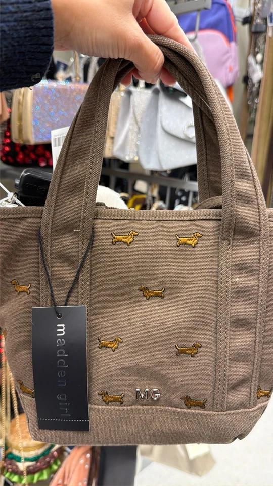 Madden Girl Dachshund Viral Tote Bag with Charms Color Brown NWT - Image 4 of 4