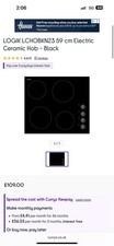 LOGIK LCHOBKN23 59 cm Electric Ceramic Hob - Black 75 x 590 x 520 mm (H x W x D)