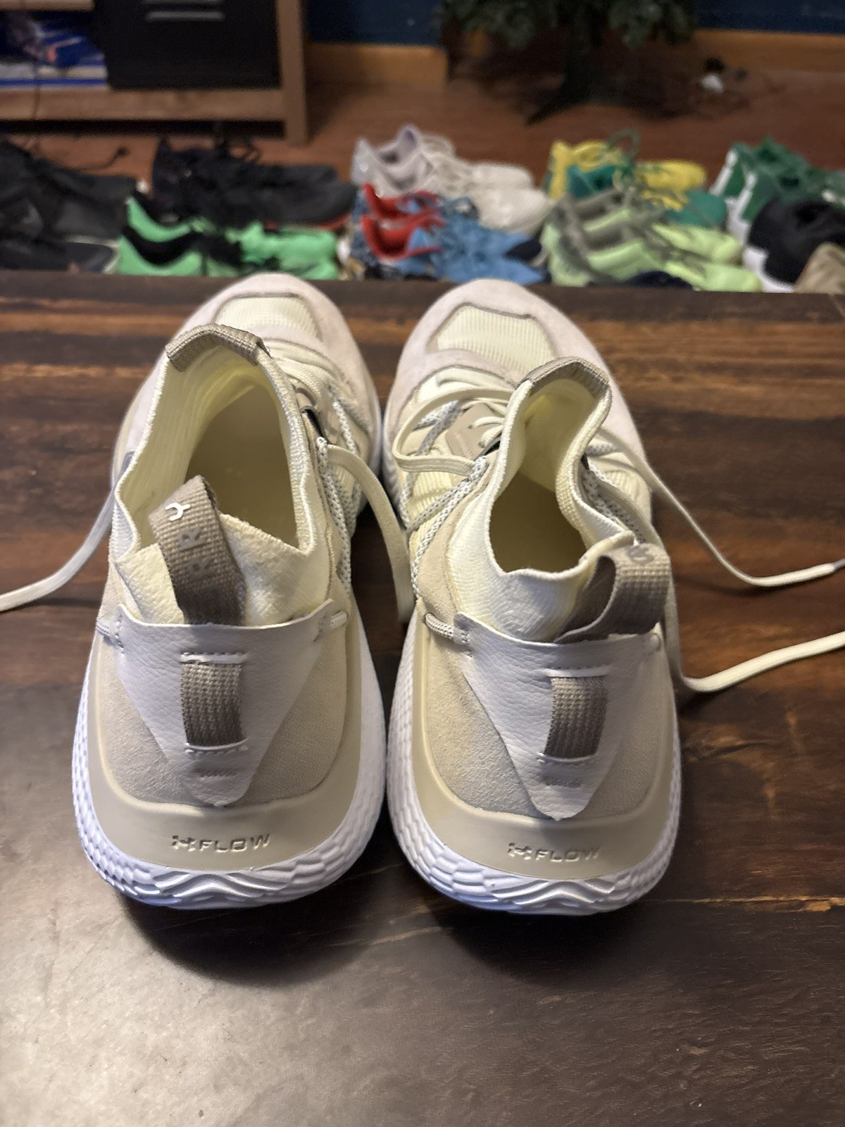 Size 13  Under Armour Curry Flow Cozy sneakers Lemon Ice Metallic Silver no box thumbnail 3