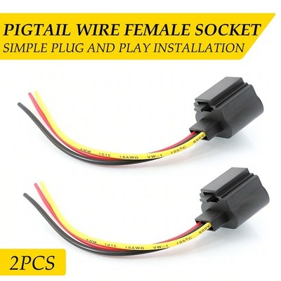 2pcs Pigtail Wire Female 9008 H13 Two Headlight Harness Bulb Replacement Plug